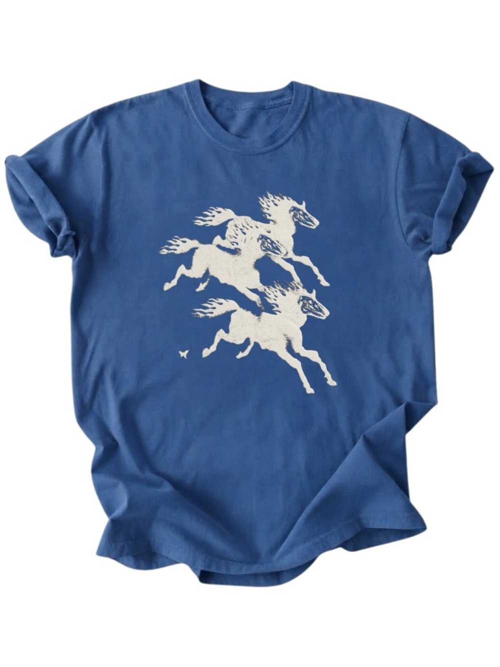 Broken Horses Folk Music Graphic Cotton Gildan T-Shirt Blue